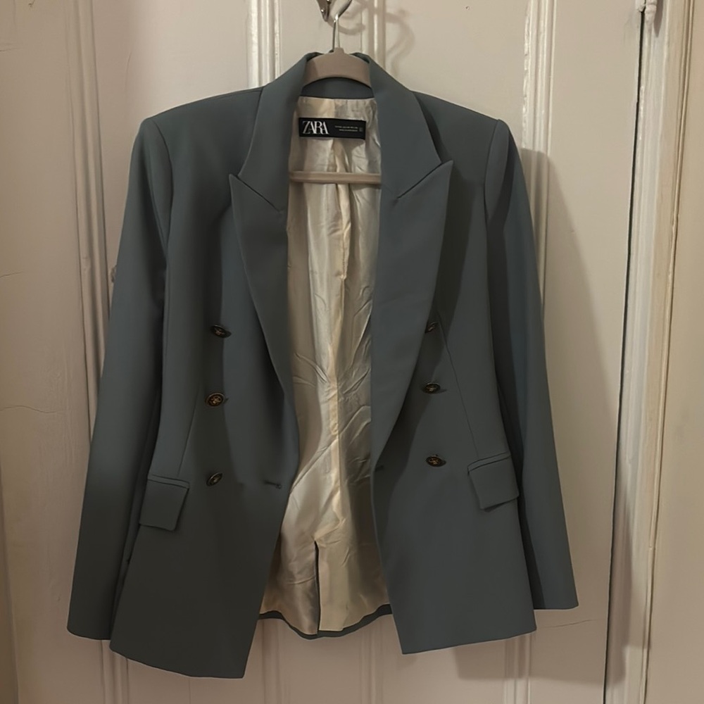 Zara Double-Breasted Blazer in Blue